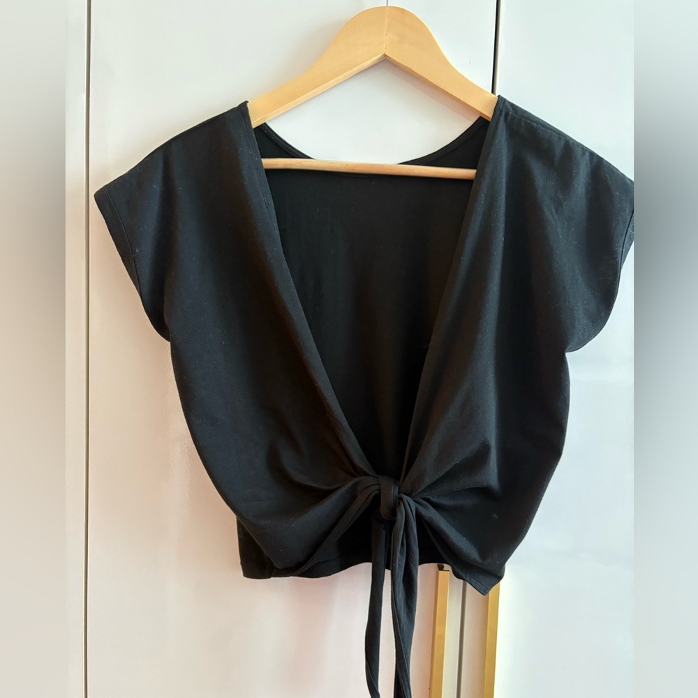 Black backless tie-up cotton